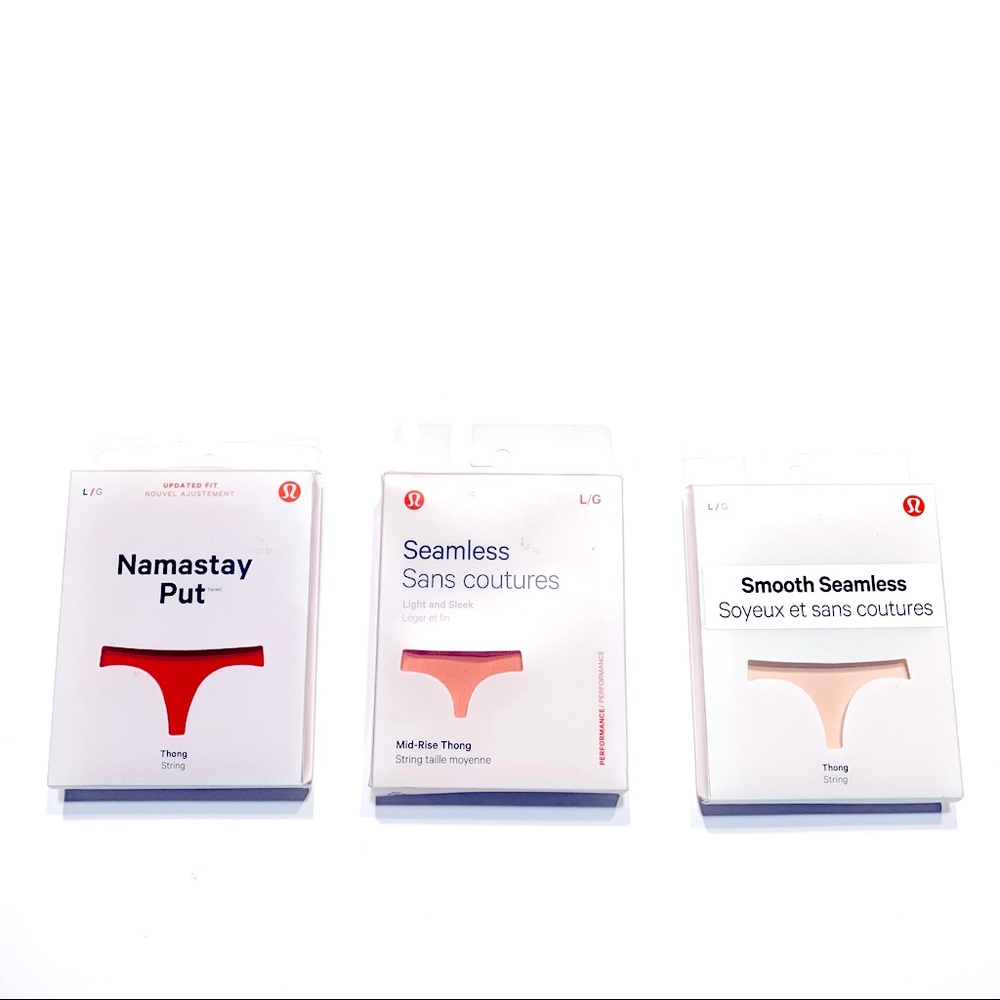 3 PAIR LULULEMON SZ.L STRING THONG, SLEEK/SMOOTH NAMASTAY PUT NWT